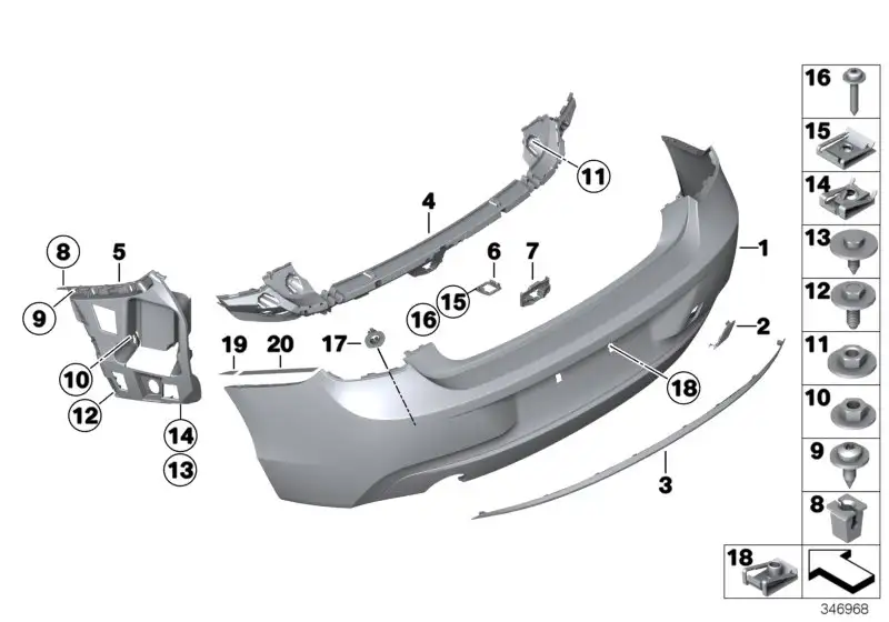 BMW Zierleiste Stossfänger hinten F22 F23 51127314357 - 2er F22,