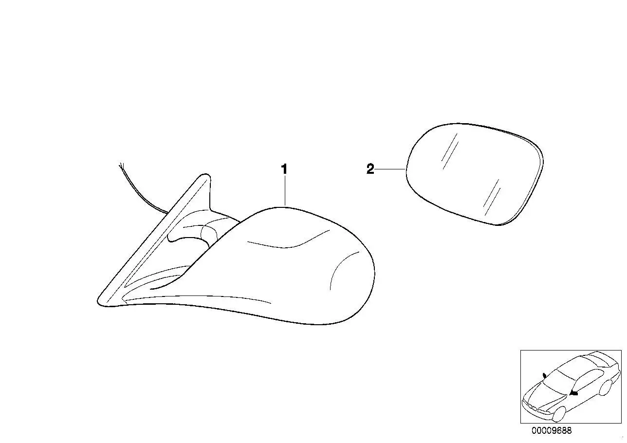 BMW Spiegelglas beheizt (Beifahrerseite) E31 E34 E36 51162267224