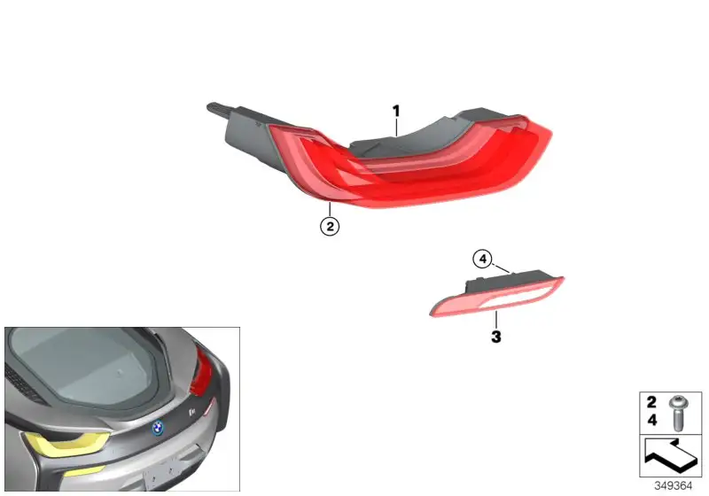 BMW Heckleuchte LED Seitenwand rechts I12 I15 63217310782 - i8 I1