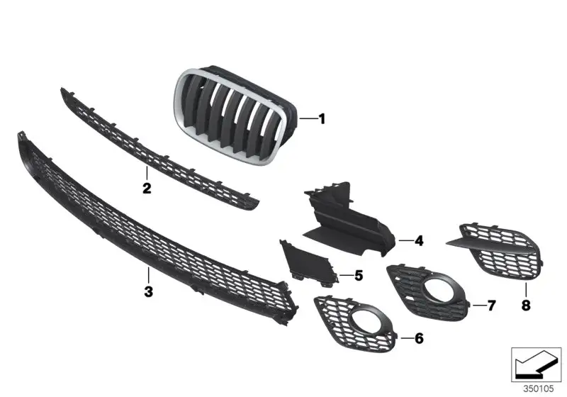 BMW Gitter geschlossen rechts E70 51118048022