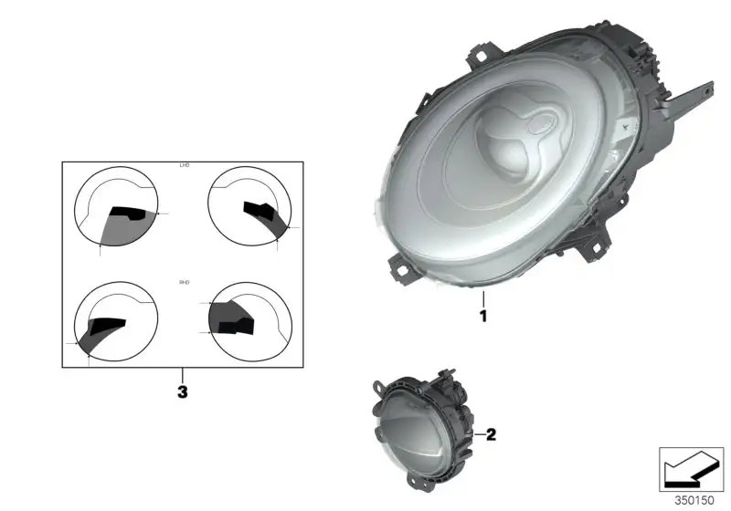 BMW Scheinwerfer rechts, Blinker weiss 63117401604 - Bildposition