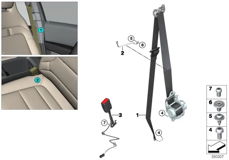 BMW Obergurt vorn rechts I01 72117951756 - Bildposition 01
