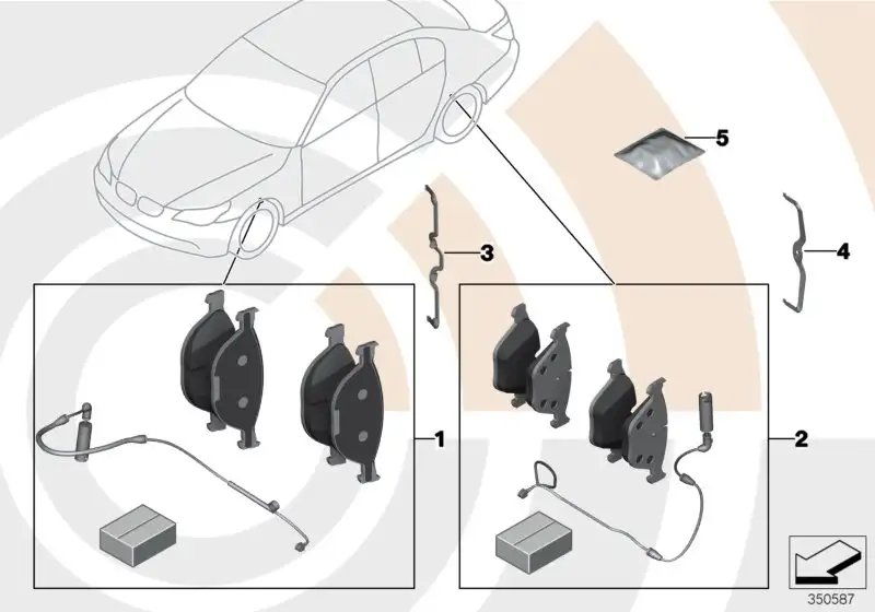 BMW Satz Bremsbeläge mit Bremsbelagfühler E60 E61 E63 E64 3411233