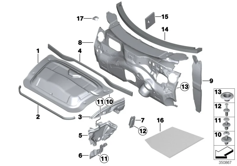 BMW Schallisolierung Frontklappe R60 R61 51489805926