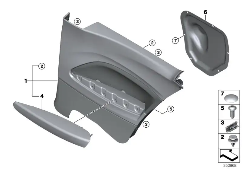 BMW Seitenverkleidung hinten links F87 F87N 51438065451 - Bildpos