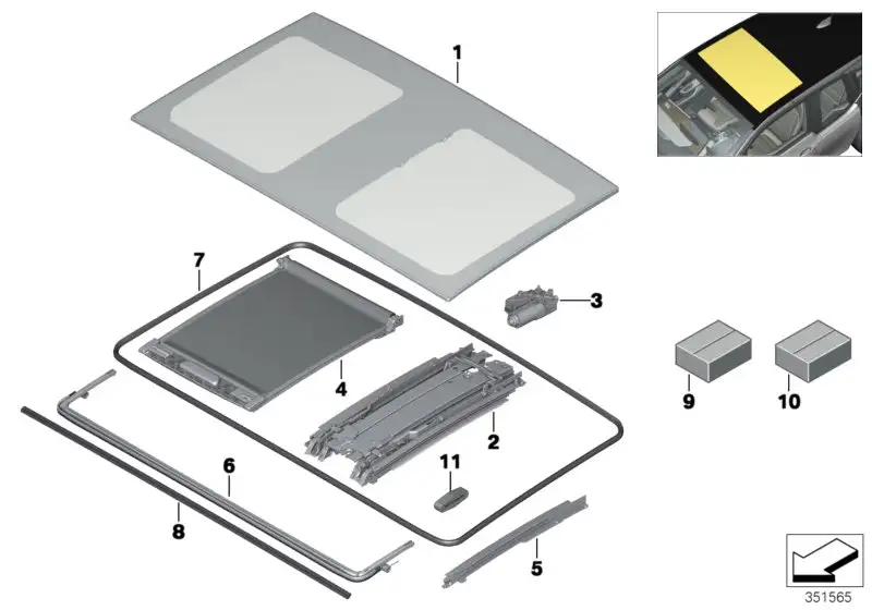 BMW Glasdeckel I01 54107361007