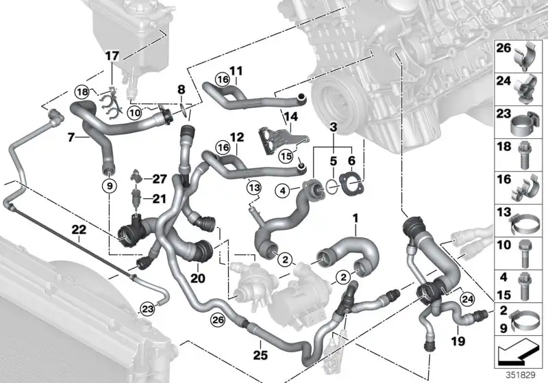 BMW Rücklaufschlauch E60 E61 E63 E64 17127560160 - Bildposition 2