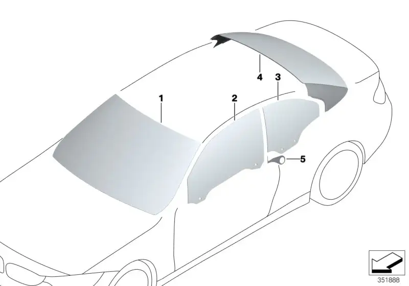 BMW Seitenscheibe hinten rechts 51357290496 - Bildposition 03