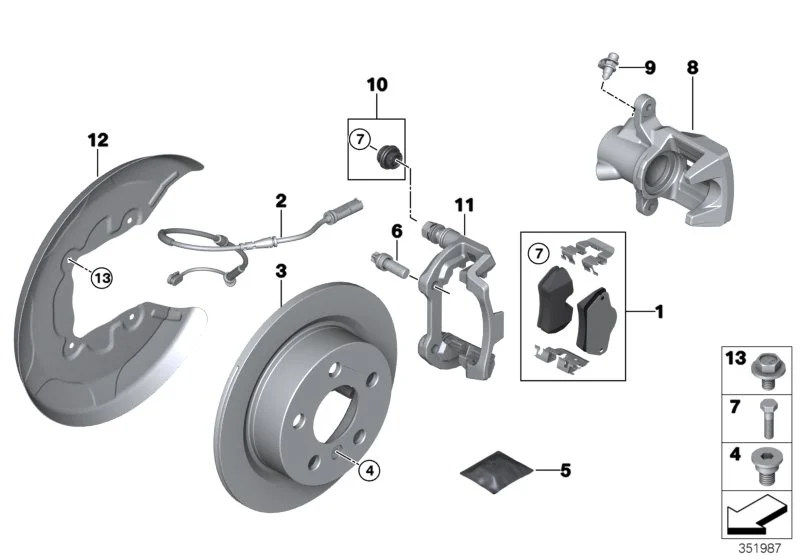 BMW Bremsbelagfühler hinten F39 F20 F44 F45 F46 F48 F54 F55 F56 F56E F57 F60 34356865612