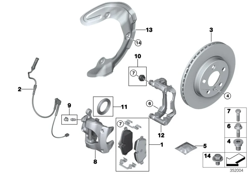 BMW Reparatursatz Bremsbeläge asbestfrei F39 F45 F46 F48 F54 F55 F56 F57 F60 34106874034