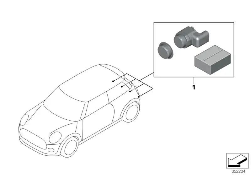 BMW Nachrüstsatz PDC hinten F55 F56 F56E 66202287371 - MINI F55,