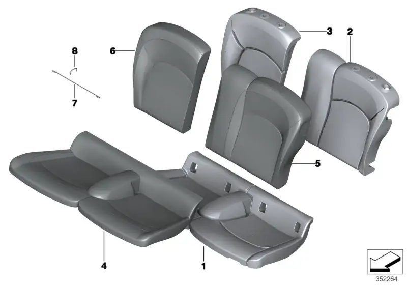 BMW Bezug Sitz Kunstleder F55 52207948956