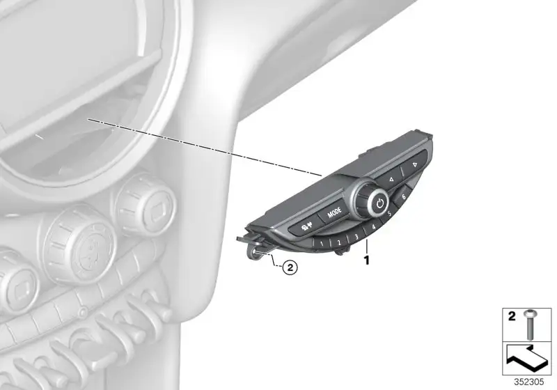 BMW Bedieneinheit Audio Blende schwarz F54 F55 F56 F56E F57 F60 6
