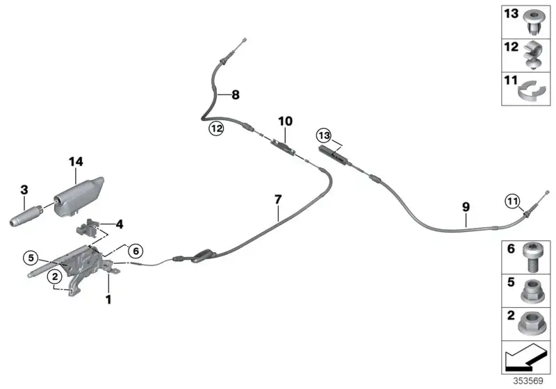 BMW Handbremsbowdenzug F56 F57 34406852186 - Bildposition 07