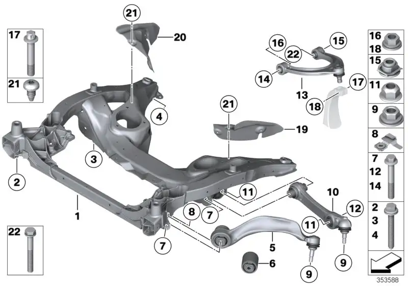 BMW Zugstrebe mit Hydrolager links F01 F02 F07 31126775959 - 5er,