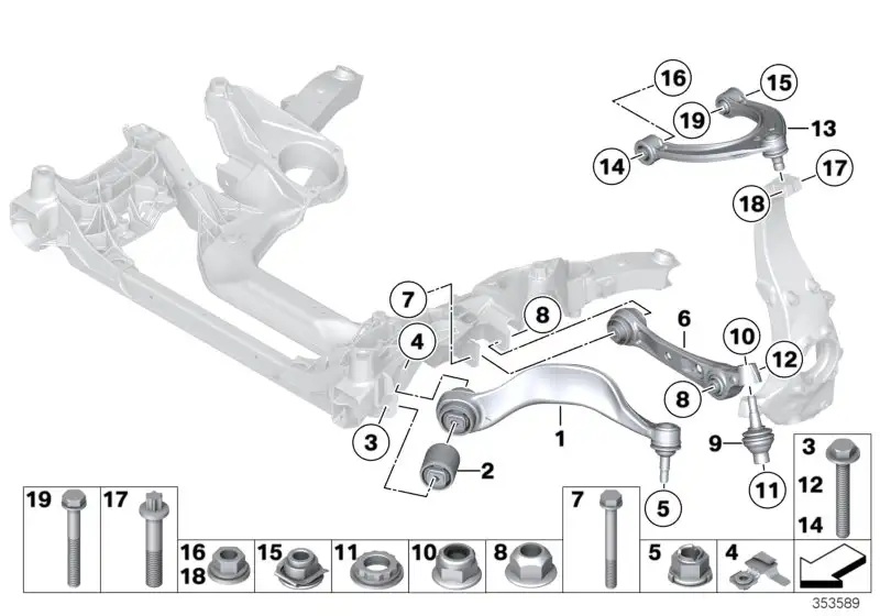 BMW Querlenker unten mit Gummilager links F01 F02 F04 F07 3112677