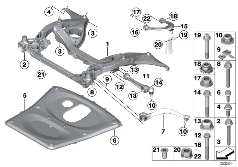 BMW Vorderachsträger 31112283903 - Bildposition 01