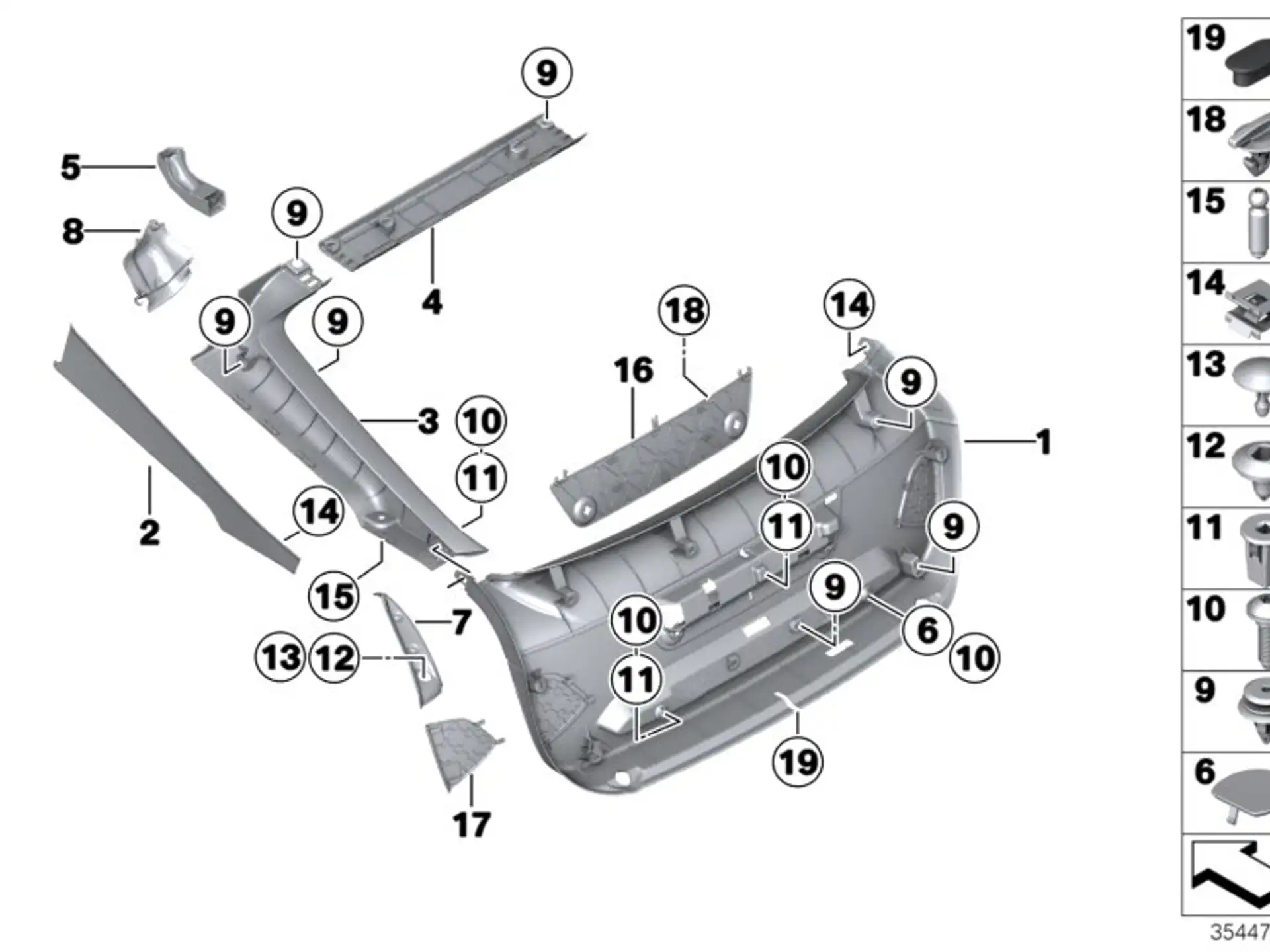 BMW Blende Wasserrinne rechts F34 51497443810