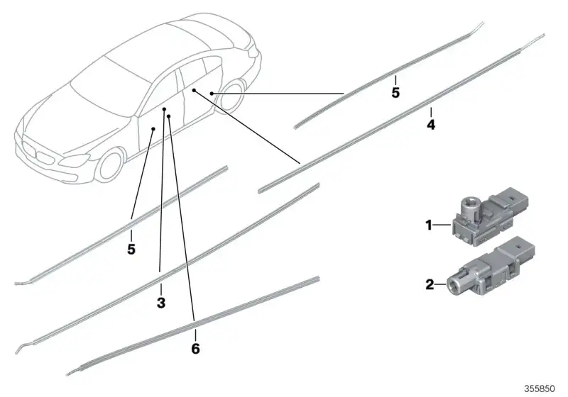 BMW Lichtleiter Türverkleidung links hinten F06 63319241223 - Bil