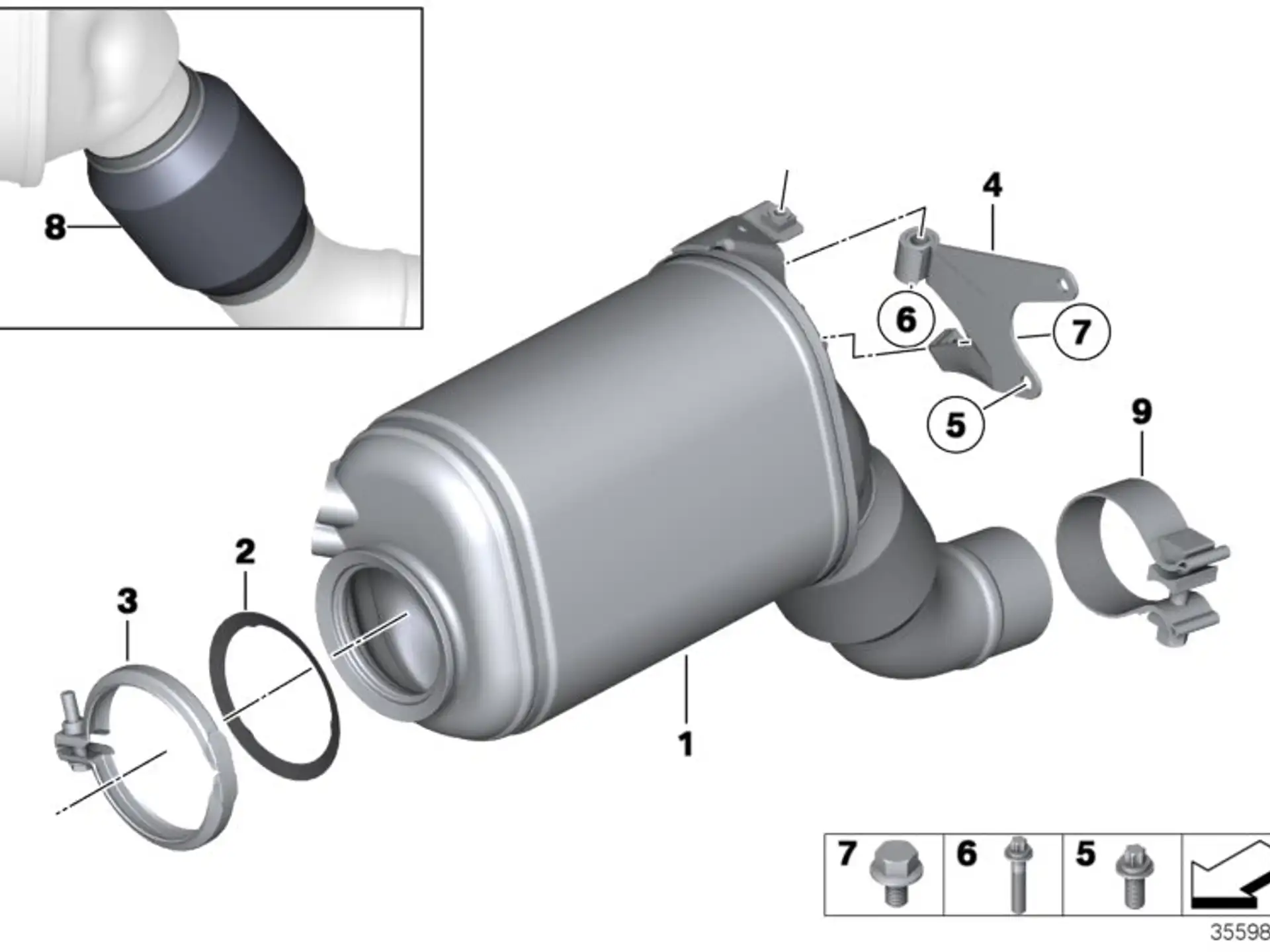 BMW RP Dieselpartikelfilter F30 F31 F32 F33 F34 F36 18308589883