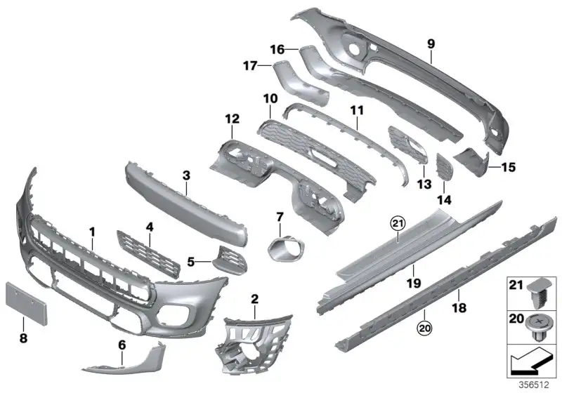 BMW Schwellerverkleidung Unterteil rechts F56 51777352152 - MINI
