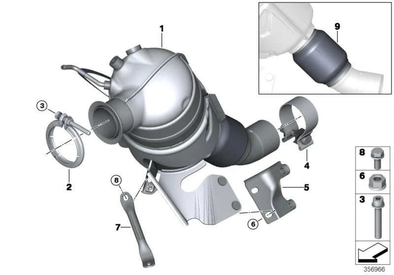 BMW Sechskantmutter BM8-8-ZNNIV-SI 07129904874