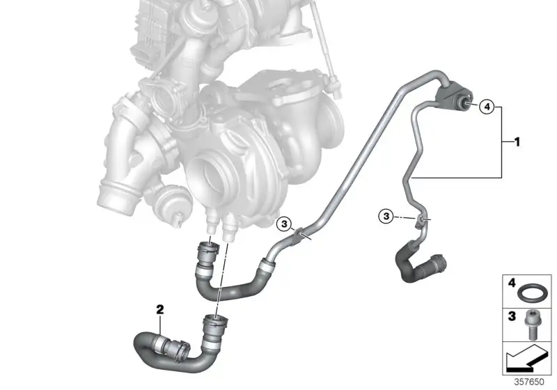BMW Leitung Zyl.kurbelgeh.-Abgasturbolader F10 F11 F15 1153851549