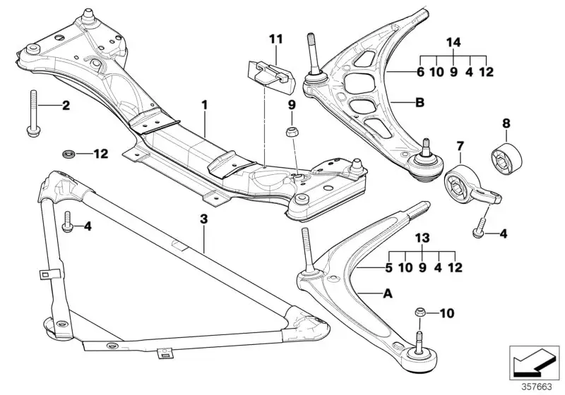 BMW Reparatursatz Querlenker links E46 31122343359 - 3er E46