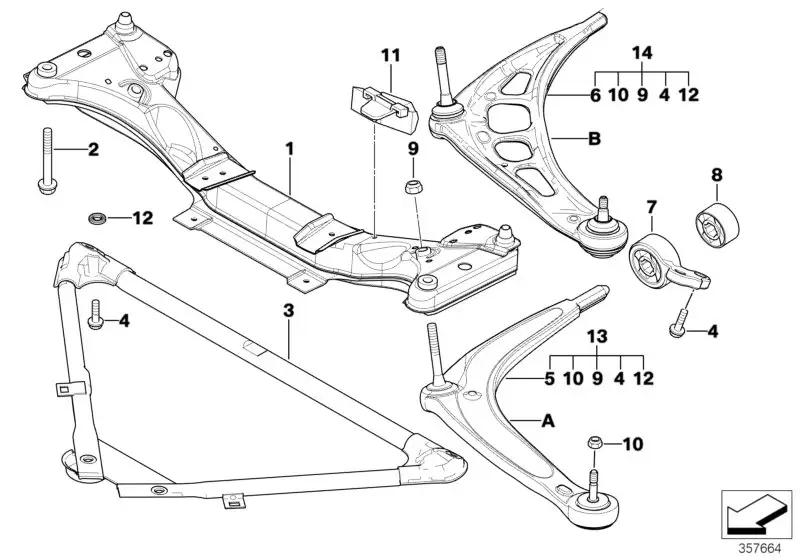 BMW Satz Halter mit Gummilager E46 31126783375