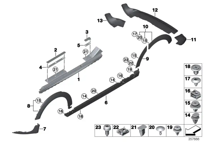 BMW Schwellerverkleidung rechts F55 51777381034
