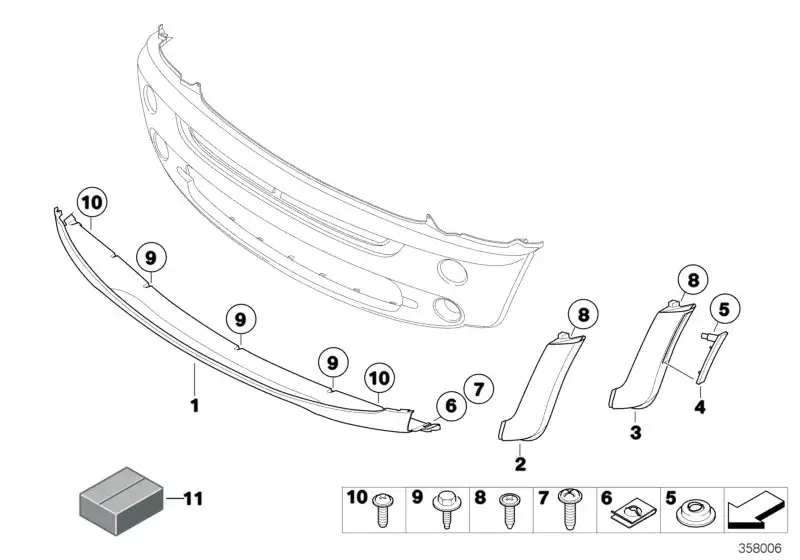 BMW Spoiler Mitte R50 R52 51117127932 - MINI R50, MINI R52