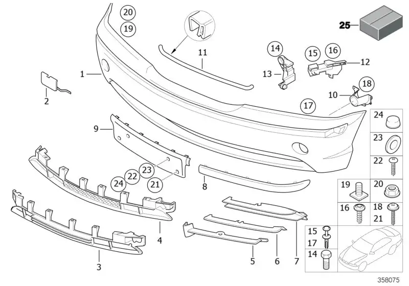 BMW Gitter Stossfänger vorn E46 51117030596
