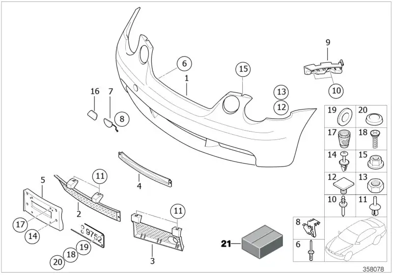 BMW Gitter Stossfänger vorn E46 51117894708