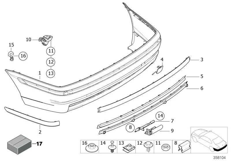 BMW Stossleiste Stossfänger hinten links 51128195315