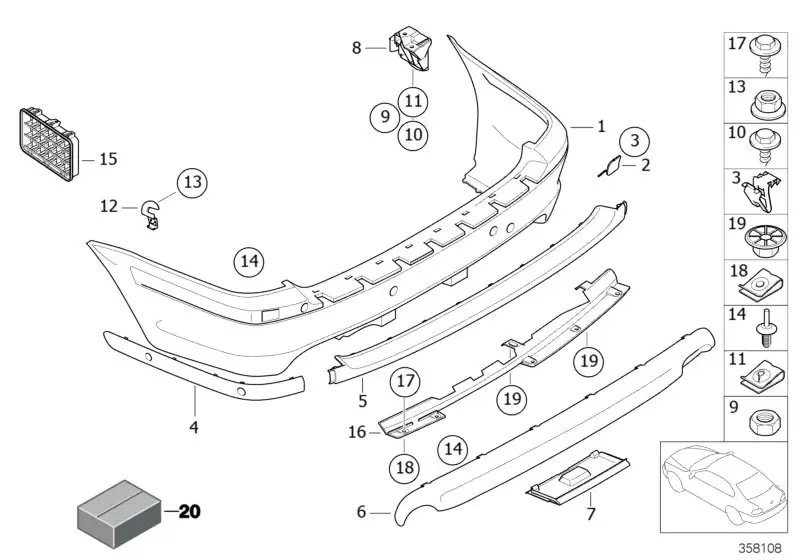 BMW Stossleiste Stossfänger hinten links E46 51127893319 - 3er E4