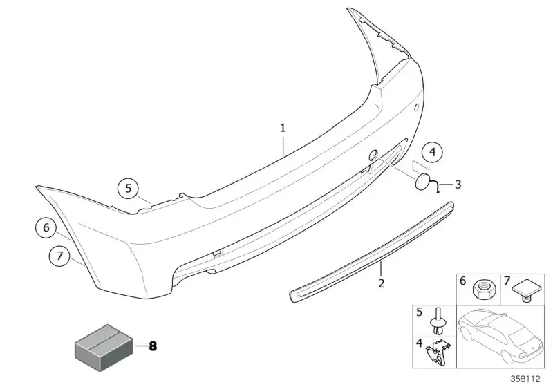 BMW Stossleiste Stossfänger hinten Mitte E46 51127894801