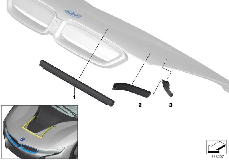 BMW Dichtung Frontklappe vorne 51767336249 - Bildposition 01