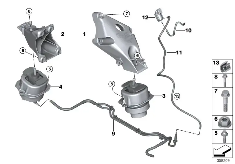 BMW Motorlager rechts F15 22116867034 - Bildposition 04
