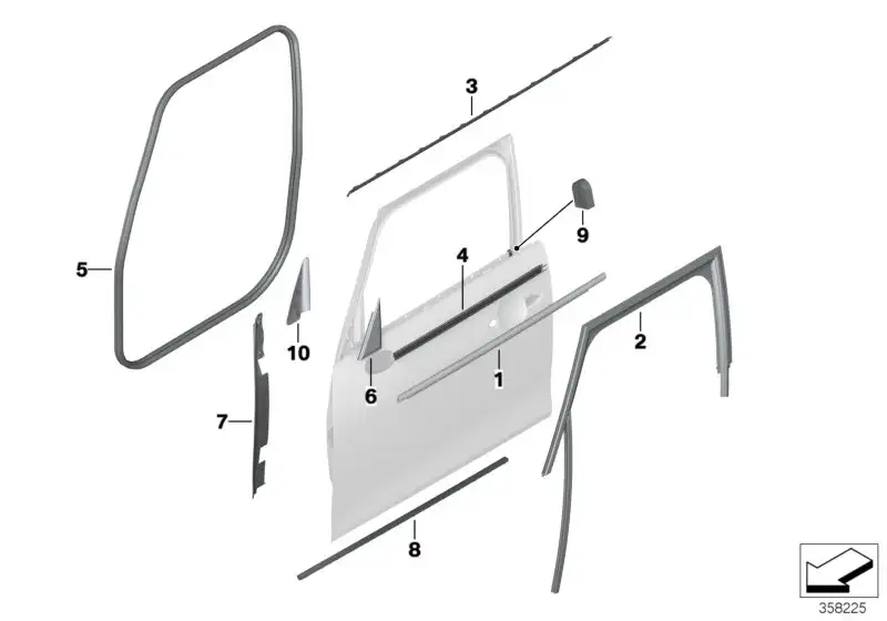 BMW Dichtung Dachrahmen rechts F55 51337328590 - Bildposition 03