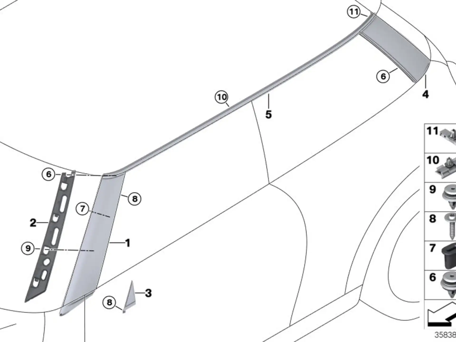 BMW Zierleiste Dach links F56 F56E 51337300001