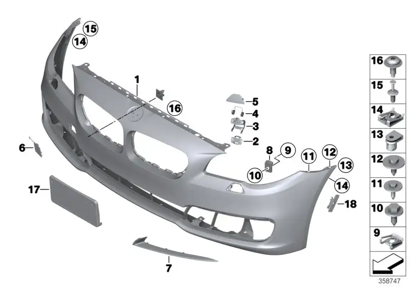 BMW Stossleiste Stossfänger vorn links F10 F11 51117331769 - 5er