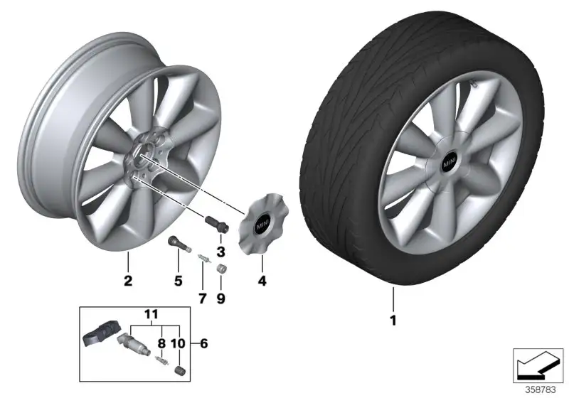 BMW Nabenabdeckung weiss F55 F56 F57 36106864377