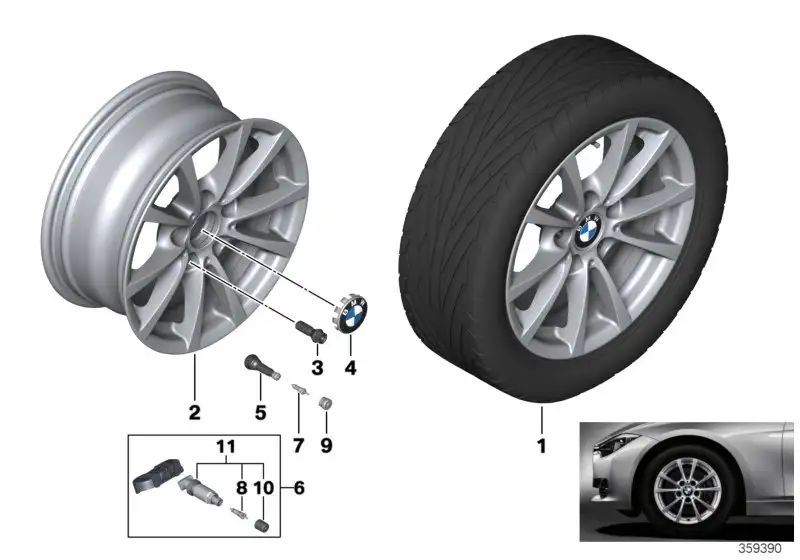 BMW Nabenabdeckung mit blauem Ring F15 F30 36136883558 - 3er F30,