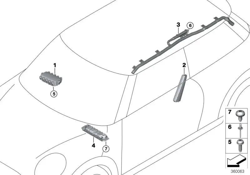 BMW Kopfairbag rechts F60 72127376422