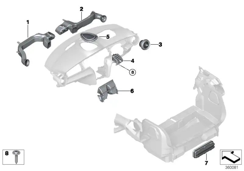BMW Frischluftgrill indirekt F54 F55 F56 F57 64229262802