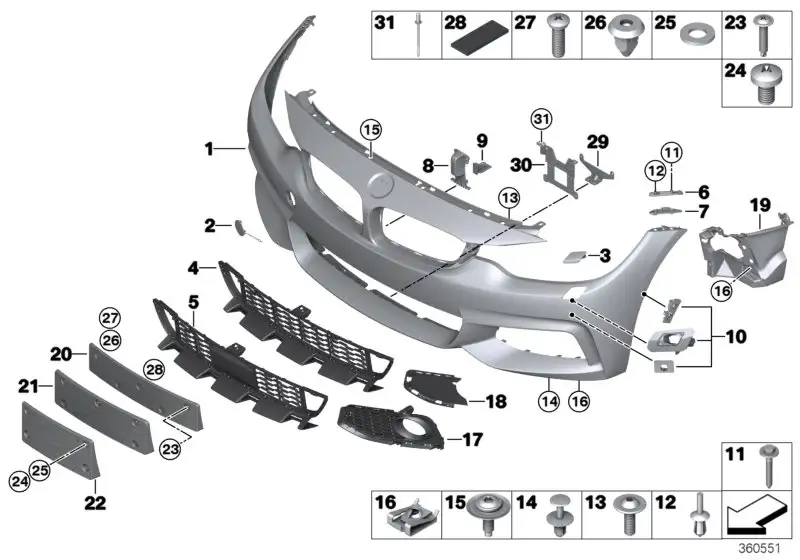 BMW Einsatz Lufteinlass Mitte F32 F33 F36 51118054503 - 4er