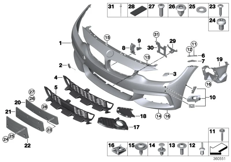 BMW Blende Gitter links F32 F33 F36 51118054549
