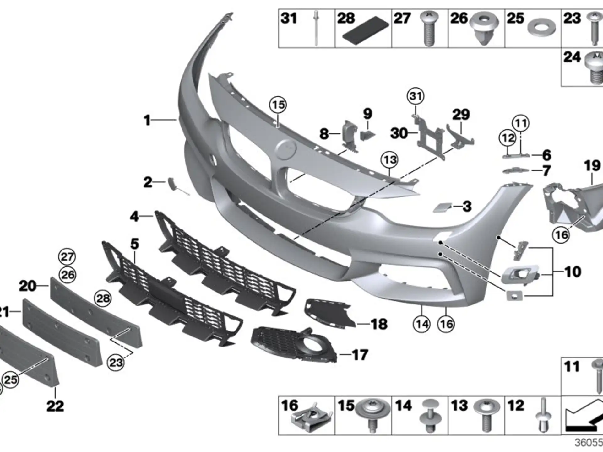 BMW Blende Gitter links F32 F33 F36 51118054549