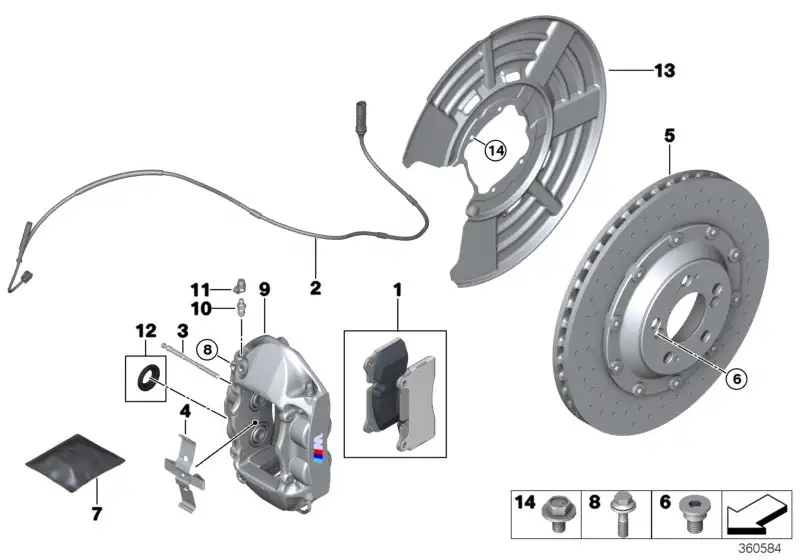 BMW Carbon-Keramik-Bremsscheibe rechts F80 F82 F83 F87N 342122848