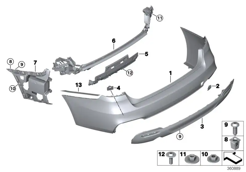 BMW Satz Aufnahme PDC-/PMA-Sensor hinten F34 51128073081 - Bildpo